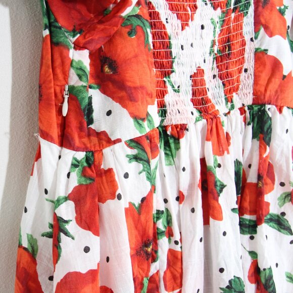 Anthropologie Maeve Square-Neck Smocked Babydoll Mini Dress Floral Cotton Small - Picture 11 of 14